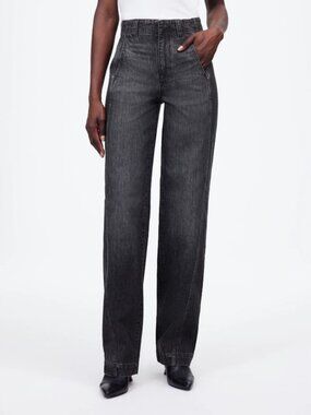 Madewell Tapered Denim Trousers Black Robles Wash Women's 34 Like New/EUC